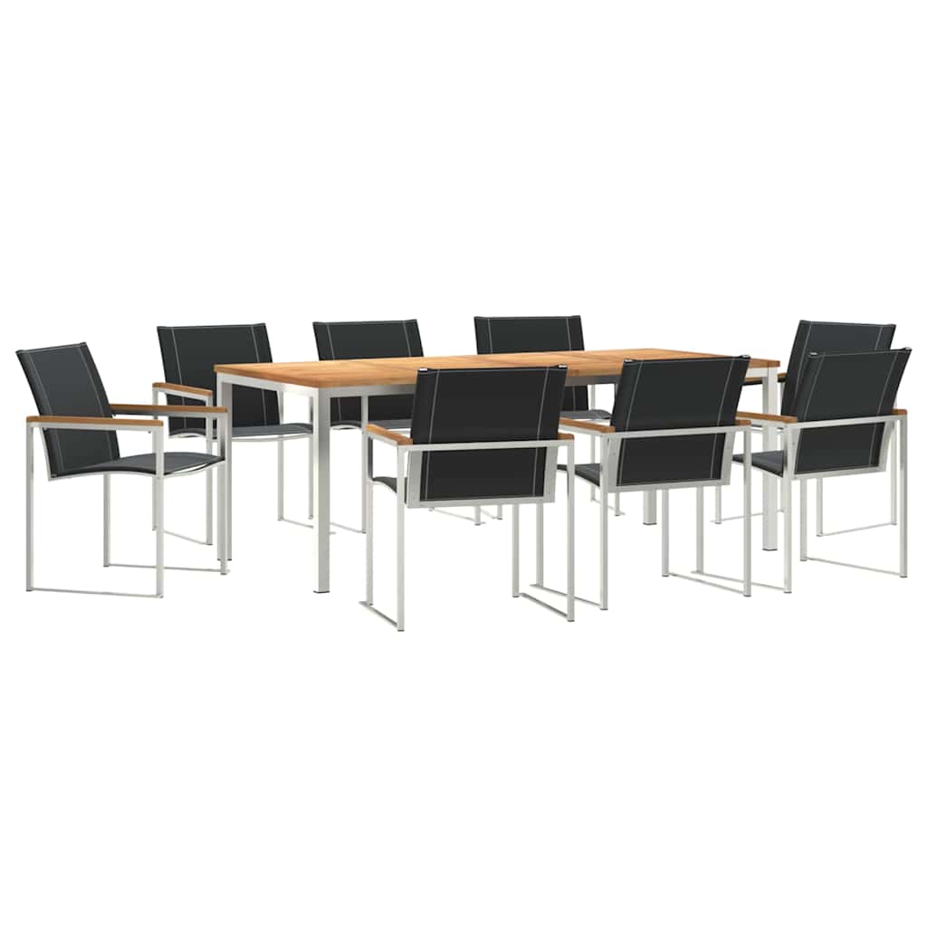 Vrtni set za objed 9 pcs Smeđa Čvrsto drvo akacije