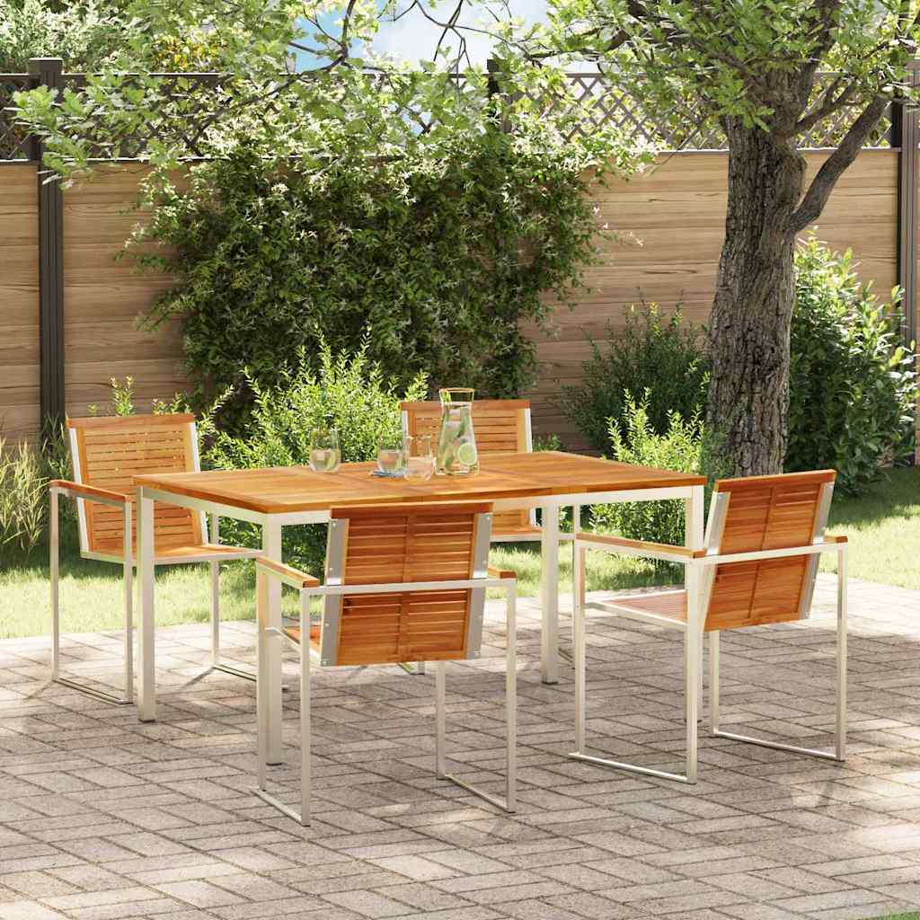 Vrtni set za objed 5 pcs Smeđa Čvrsto teak drvo