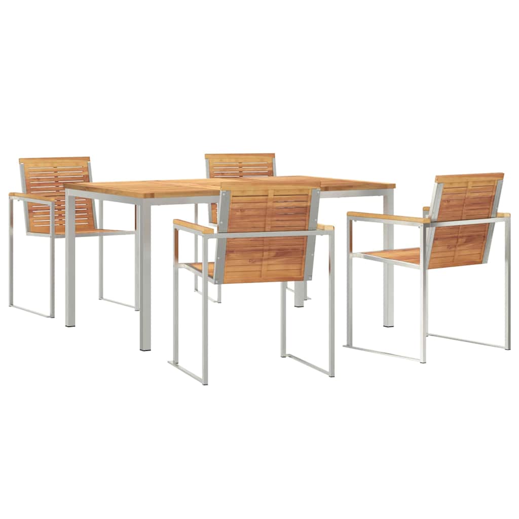 Vrtni set za objed 5 pcs Smeđa Čvrsto teak drvo