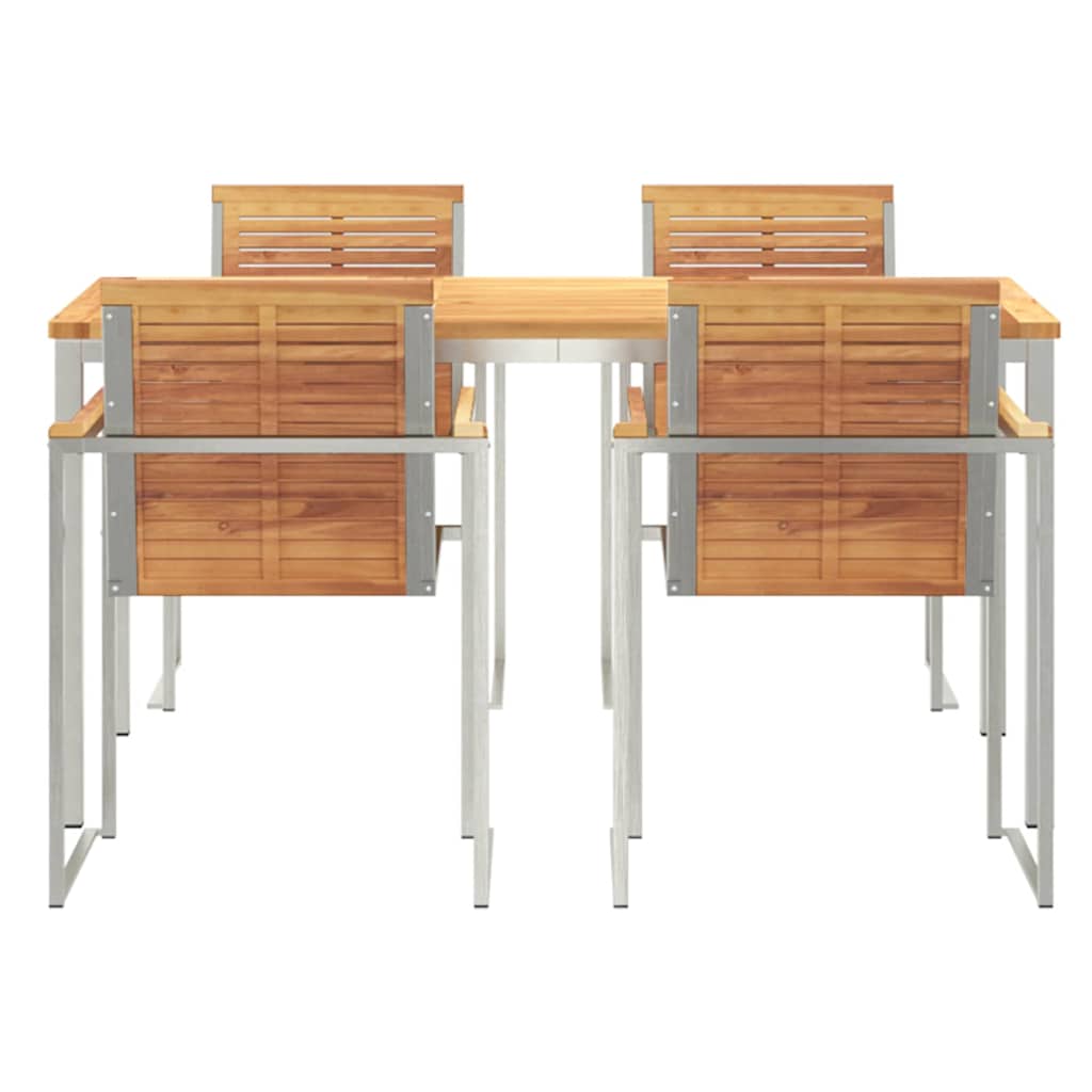 Vrtni set za objed 5 pcs Smeđa Čvrsto teak drvo