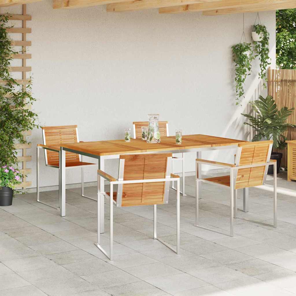 Vrtni set za objed 5 pcs Smeđa Čvrsto teak drvo