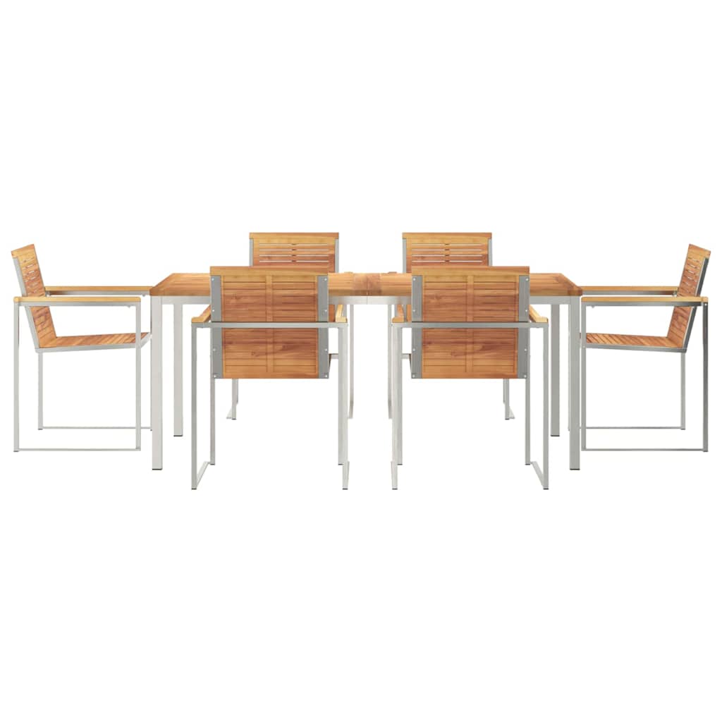 Vrtni set za objed 7 pcs Smeđa Čvrsto teak drvo