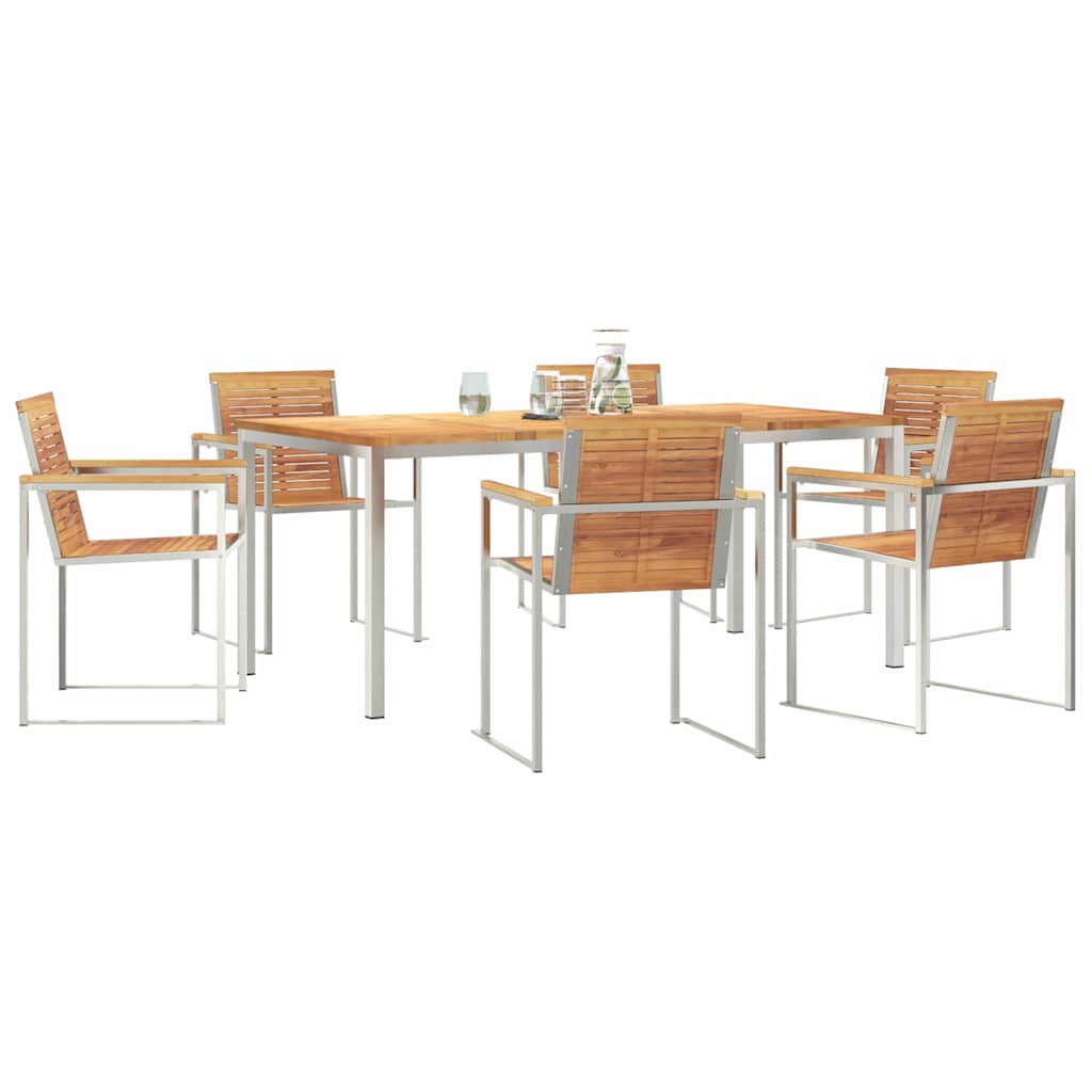 Vrtni set za objed 7 pcs Smeđa Čvrsto teak drvo