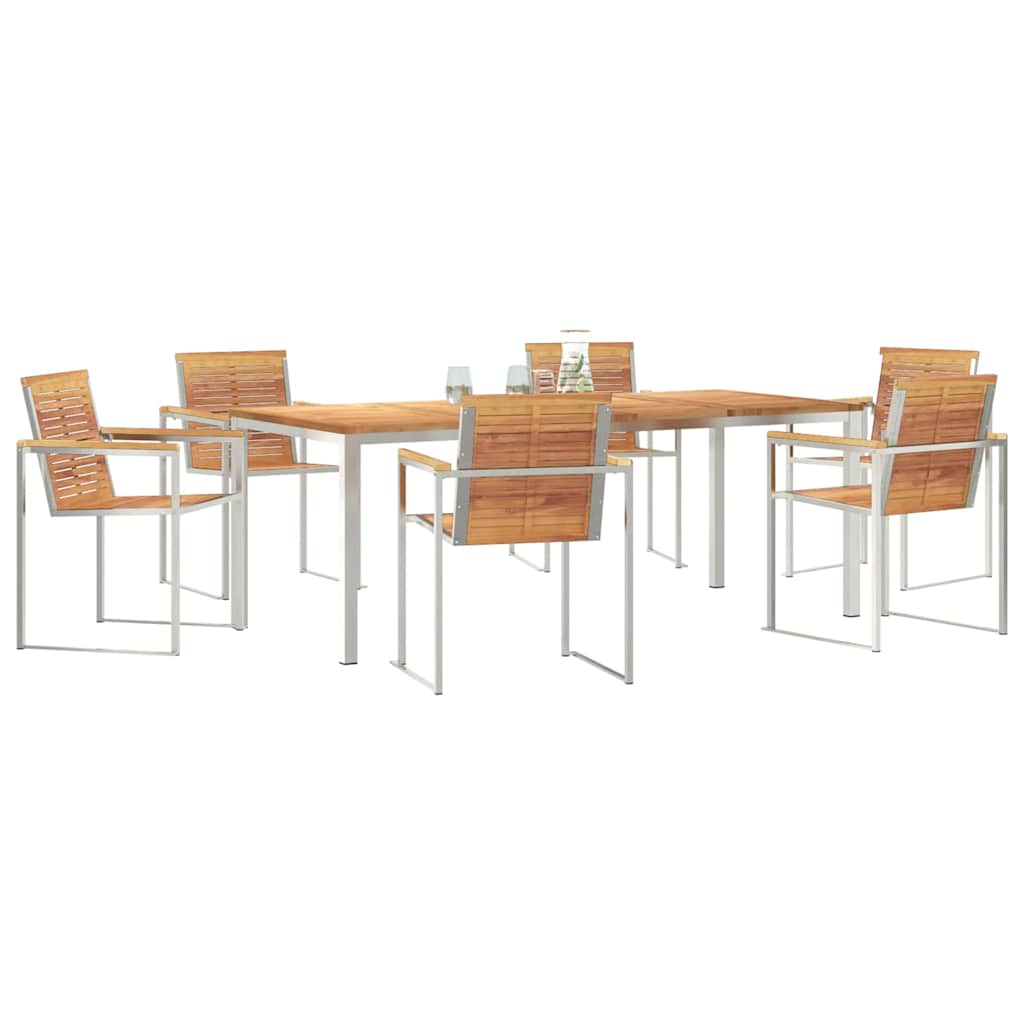 Vrtni set za objed 7 pcs Smeđa Čvrsto teak drvo