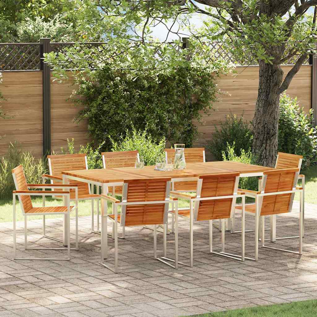Vrtni set za objed 9 pcs Smeđa Čvrsto teak drvo