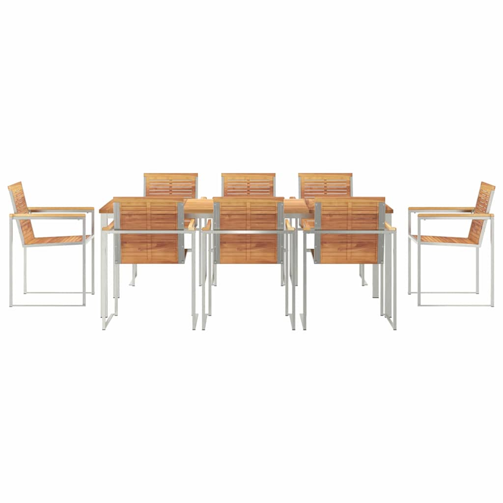 Vrtni set za objed 9 pcs Smeđa Čvrsto teak drvo