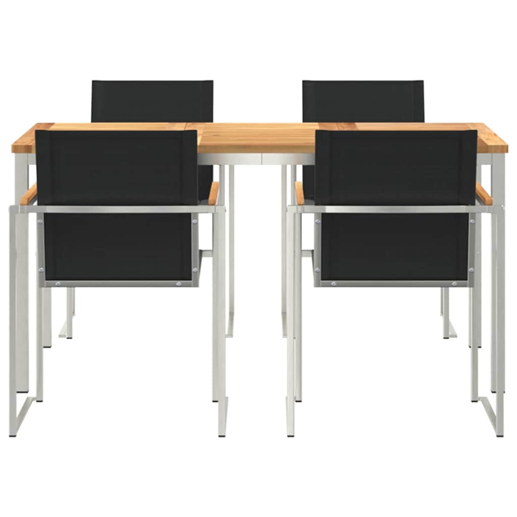 Vrtni set za objed 5 pcs Masivni teak drvo i nehrđajući čelik