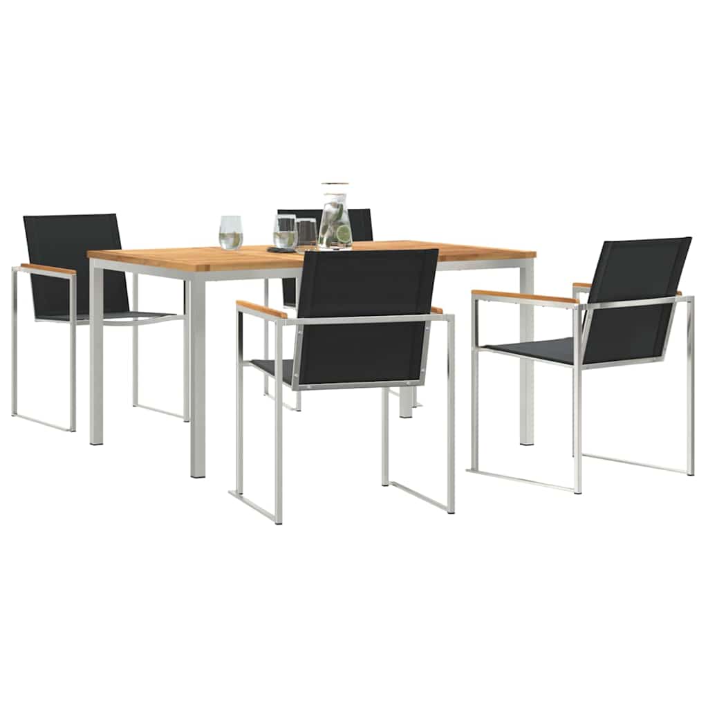Vrtni set za objed 5 pcs Smeđa Čvrsto teak drvo