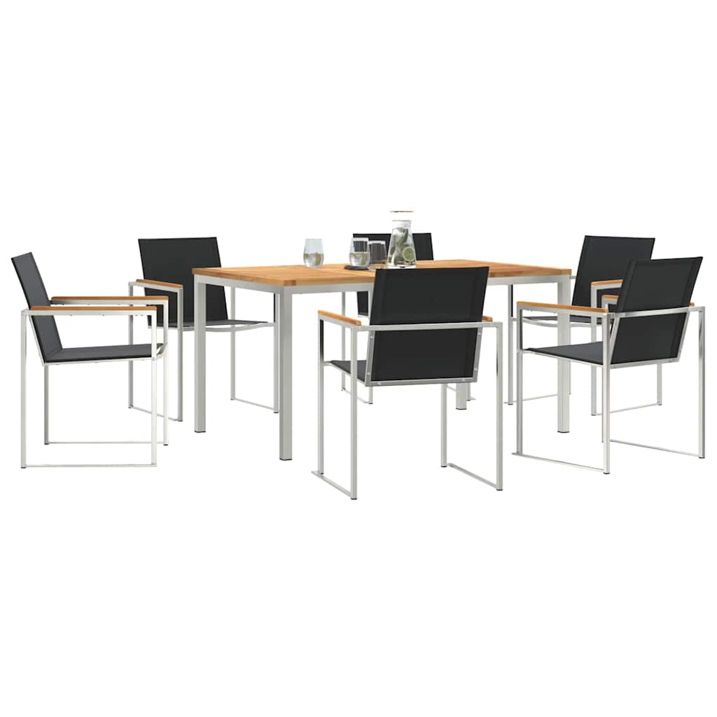 Vrtni set za objed 7 pcs Smeđa Čvrsto teak drvo
