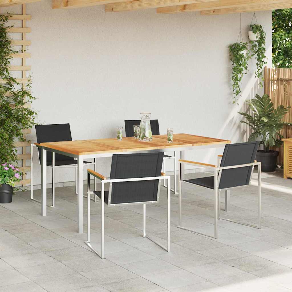 Vrtni set za objed 5 pcs Smeđa Čvrsto teak drvo