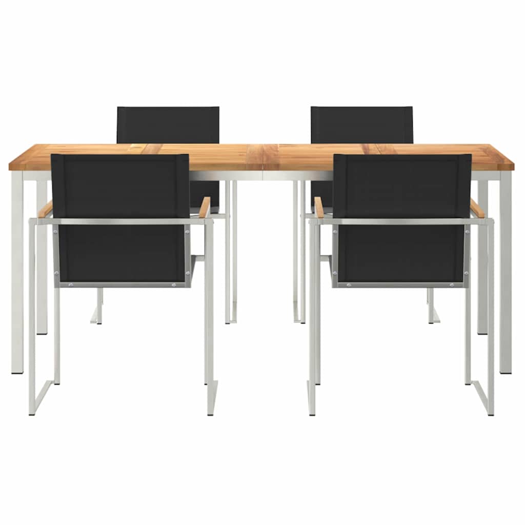 Vrtni set za objed 5 pcs Smeđa Čvrsto teak drvo