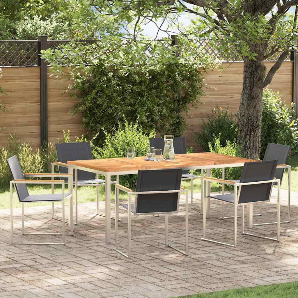 Vrtni set za objed 7 pcs Smeđa Čvrsto teak drvo