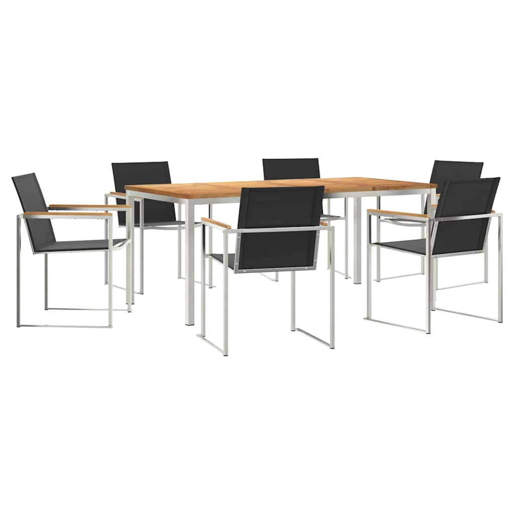 Vrtni set za objed 7 pcs Smeđa Čvrsto teak drvo