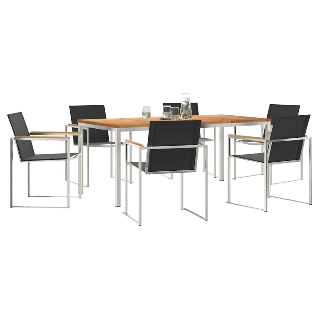 Vrtni set za objed 7 pcs Smeđa Čvrsto teak drvo