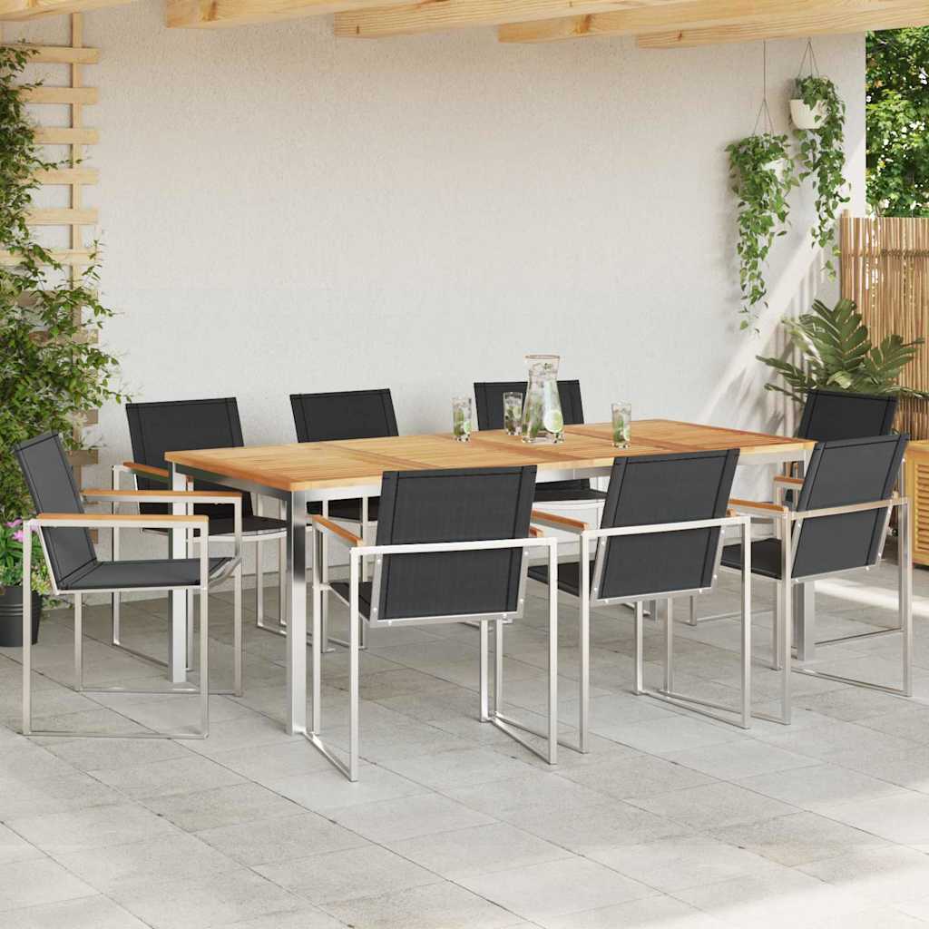Vrtni set za objed 9 pcs Smeđa Čvrsto teak drvo