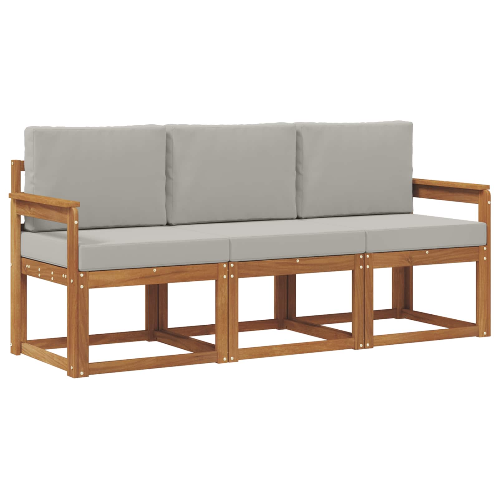 Set vanjskih sofa s jastukom 3 pcs Prirodna i svijetlo siva
