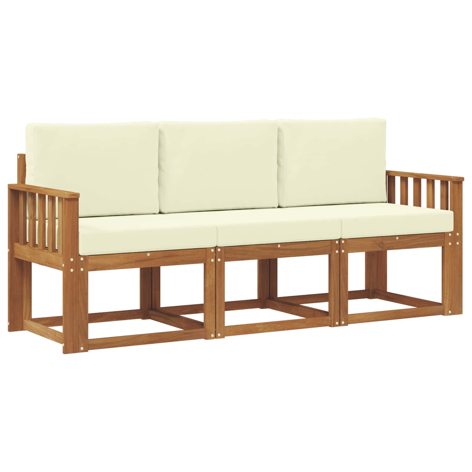 Set vanjskih sofa s jastukom 3 pcs Prirodna i krem