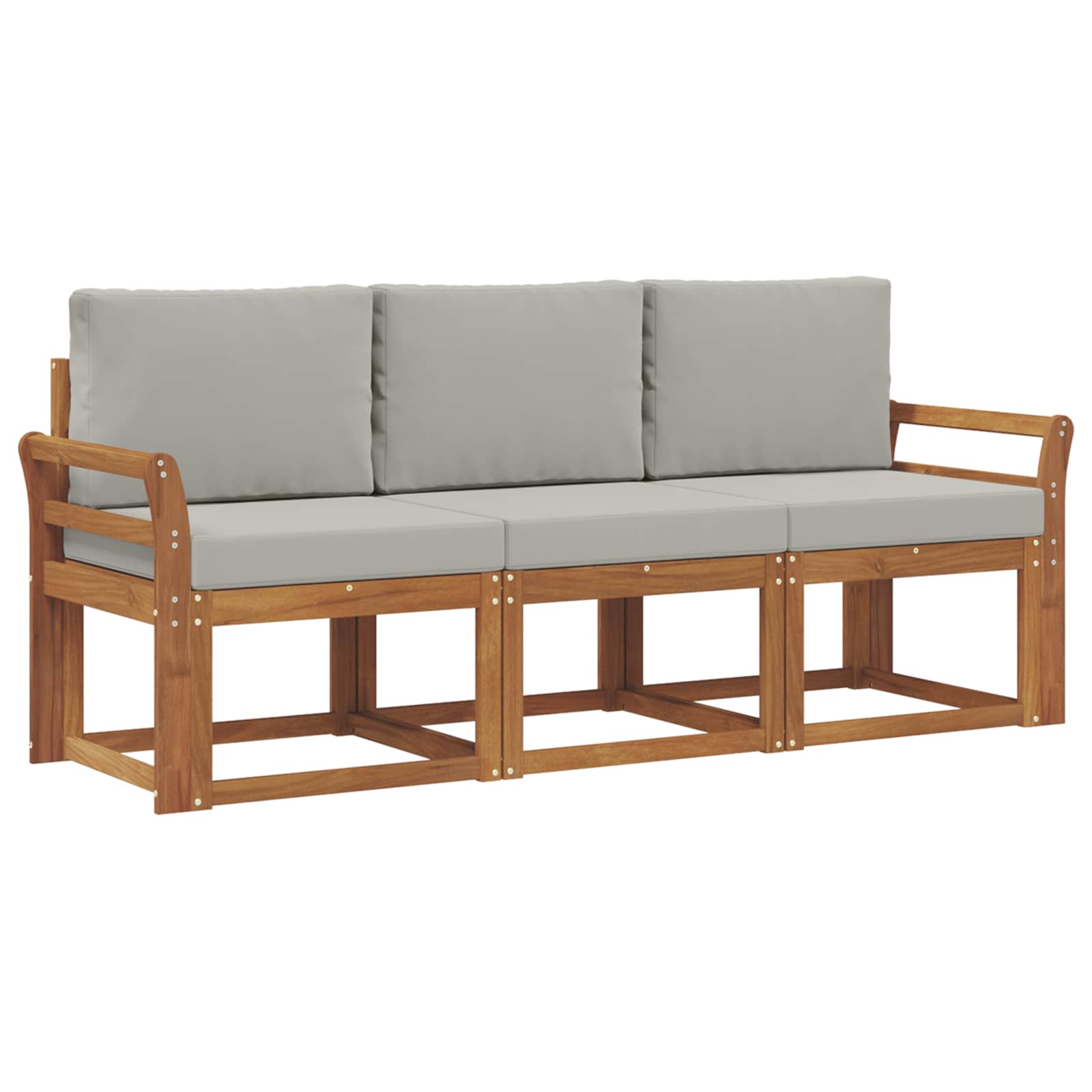 Set vanjskih sofa s jastukom 3 pcs Prirodna i svijetlo siva