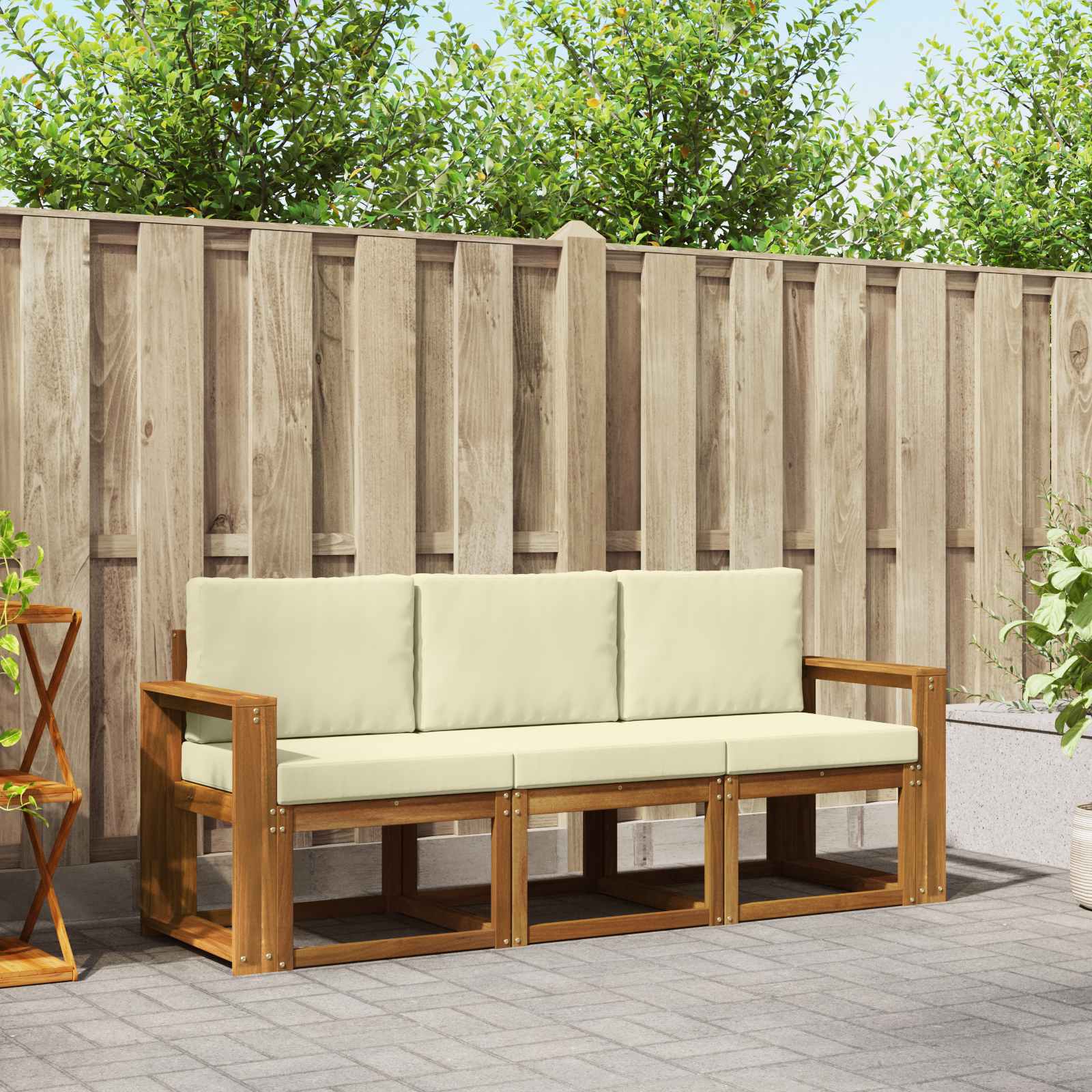 Set vanjskih sofa s jastukom 3 pcs Prirodna i krem