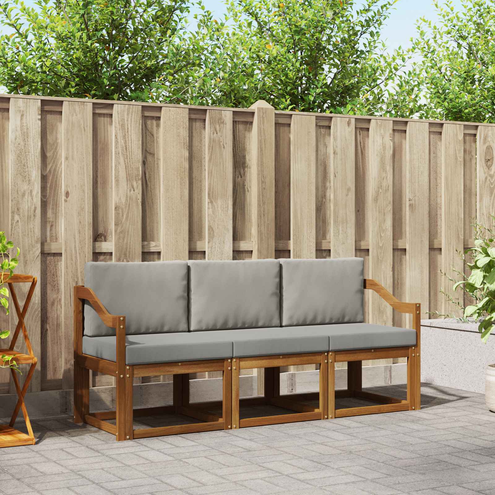 Set vanjskih sofa s jastukom 3 pcs Prirodna i svijetlo siva