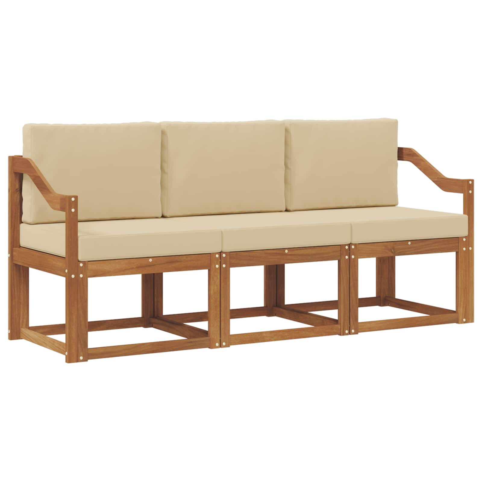 Set vanjskih sofa s jastukom 3 pcs Prirodna i bež