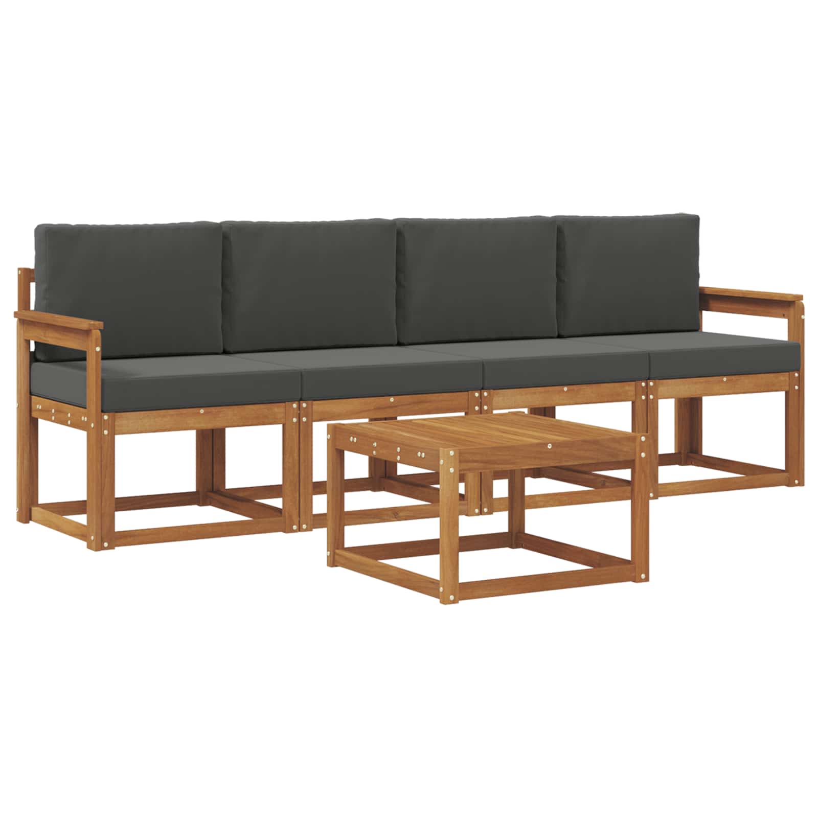 Set vanjskih sofa s jastukom 5 pcs Prirodna i antracit