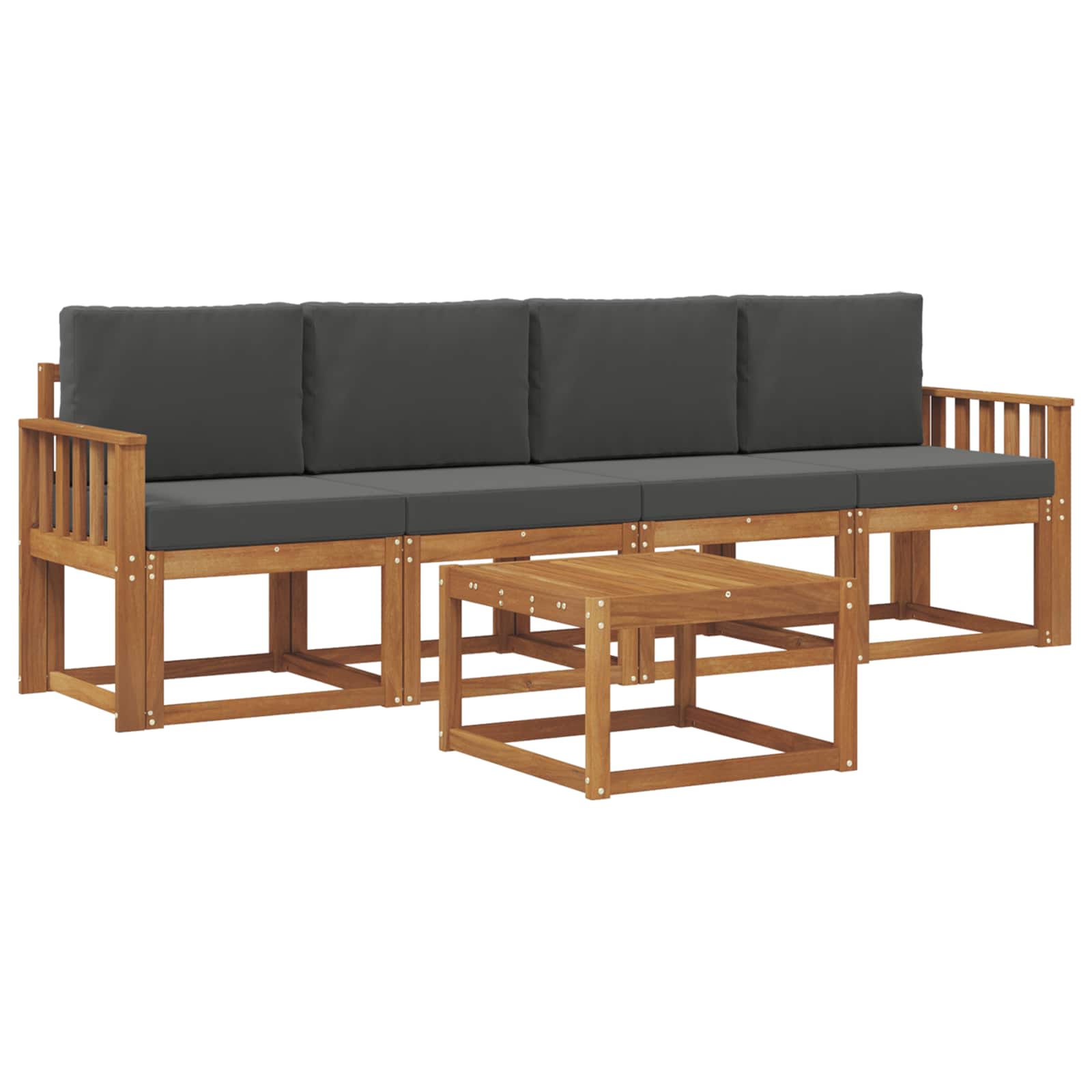 Set vanjskih sofa s jastukom 5 pcs Prirodna i antracit