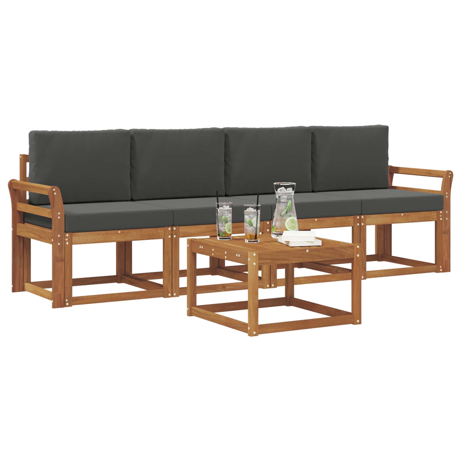 Set vanjskih sofa s jastukom 5 pcs Prirodna i antracit