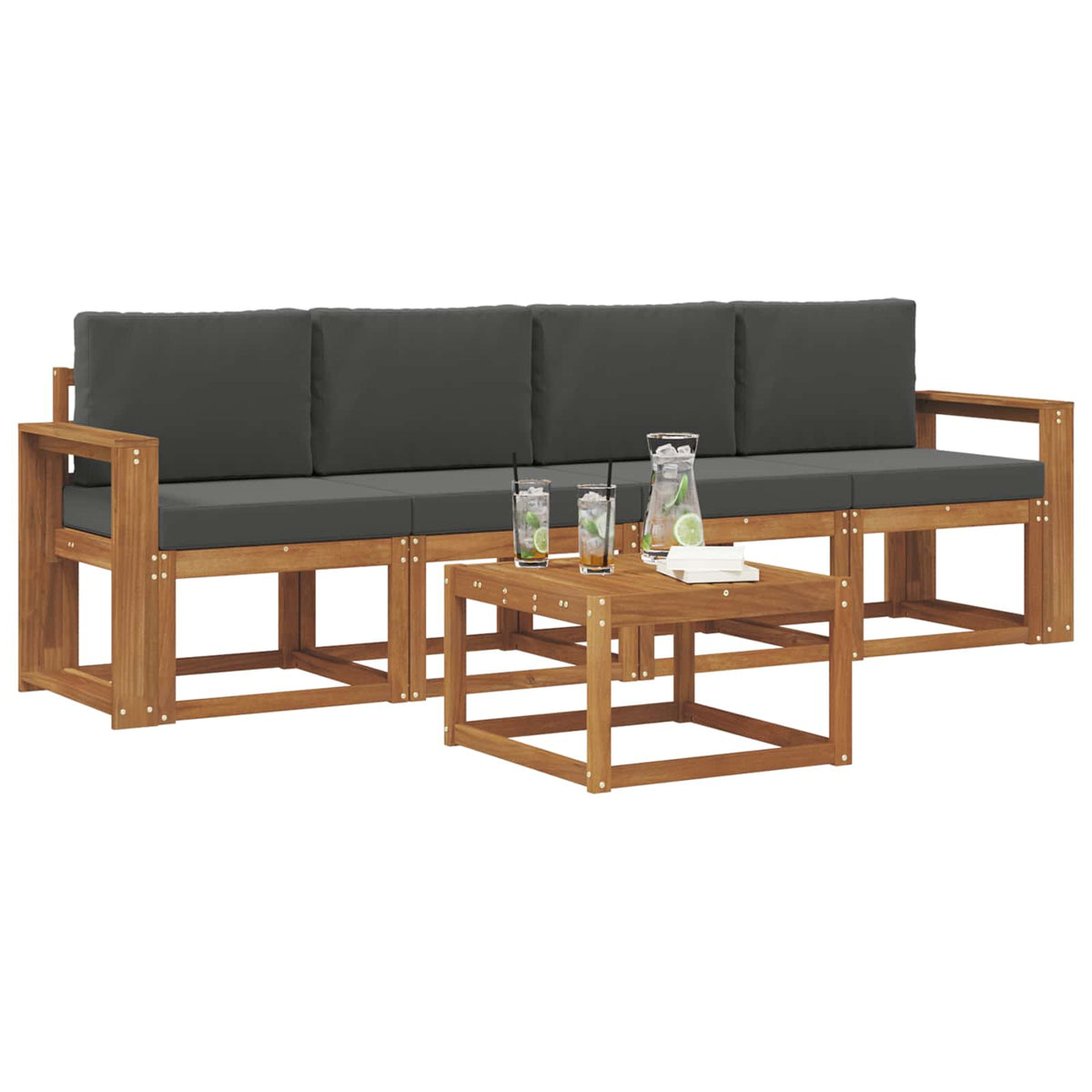 Set vanjskih sofa 5 kom. Prirodna i antracit
