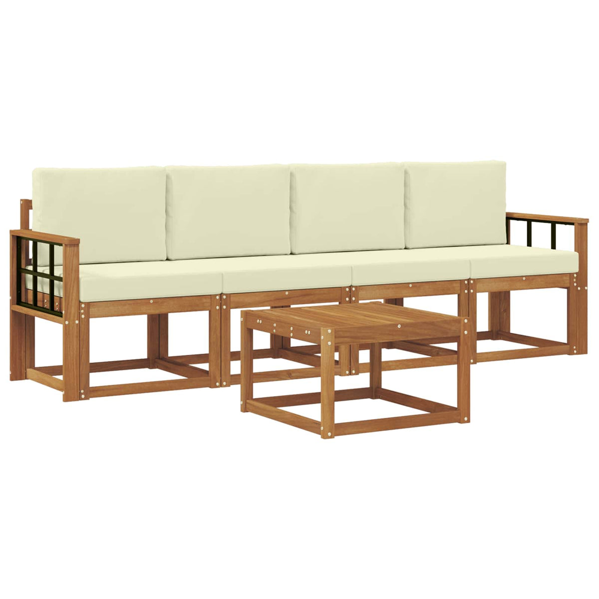 Set vanjskih sofa 5 kom. Prirodna i krem