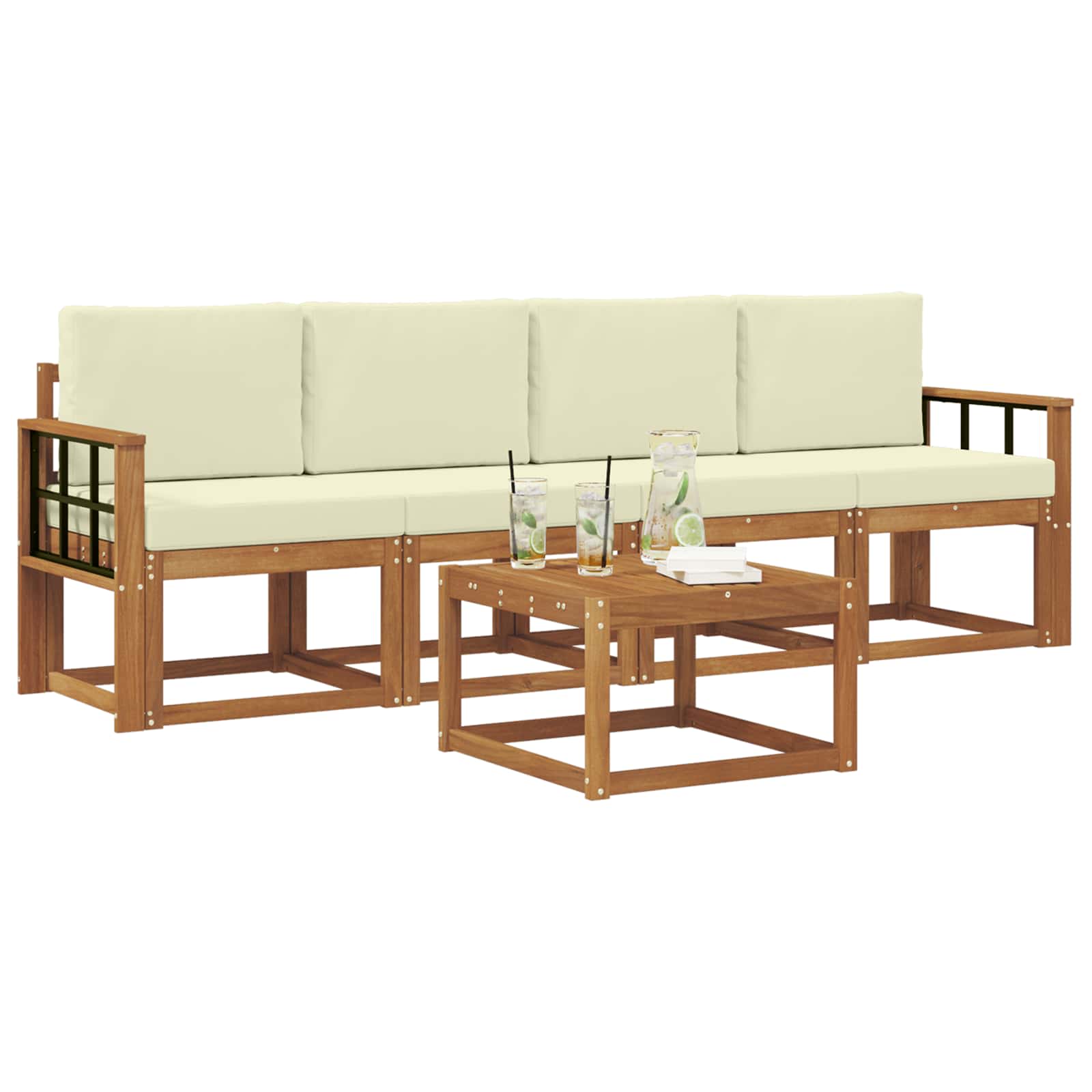 Set vanjskih sofa s jastukom 5 pcs Prirodna i krem