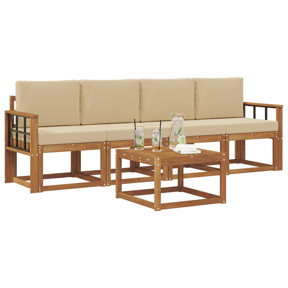 Set vanjskih sofa 5 kom. Prirodna i bež