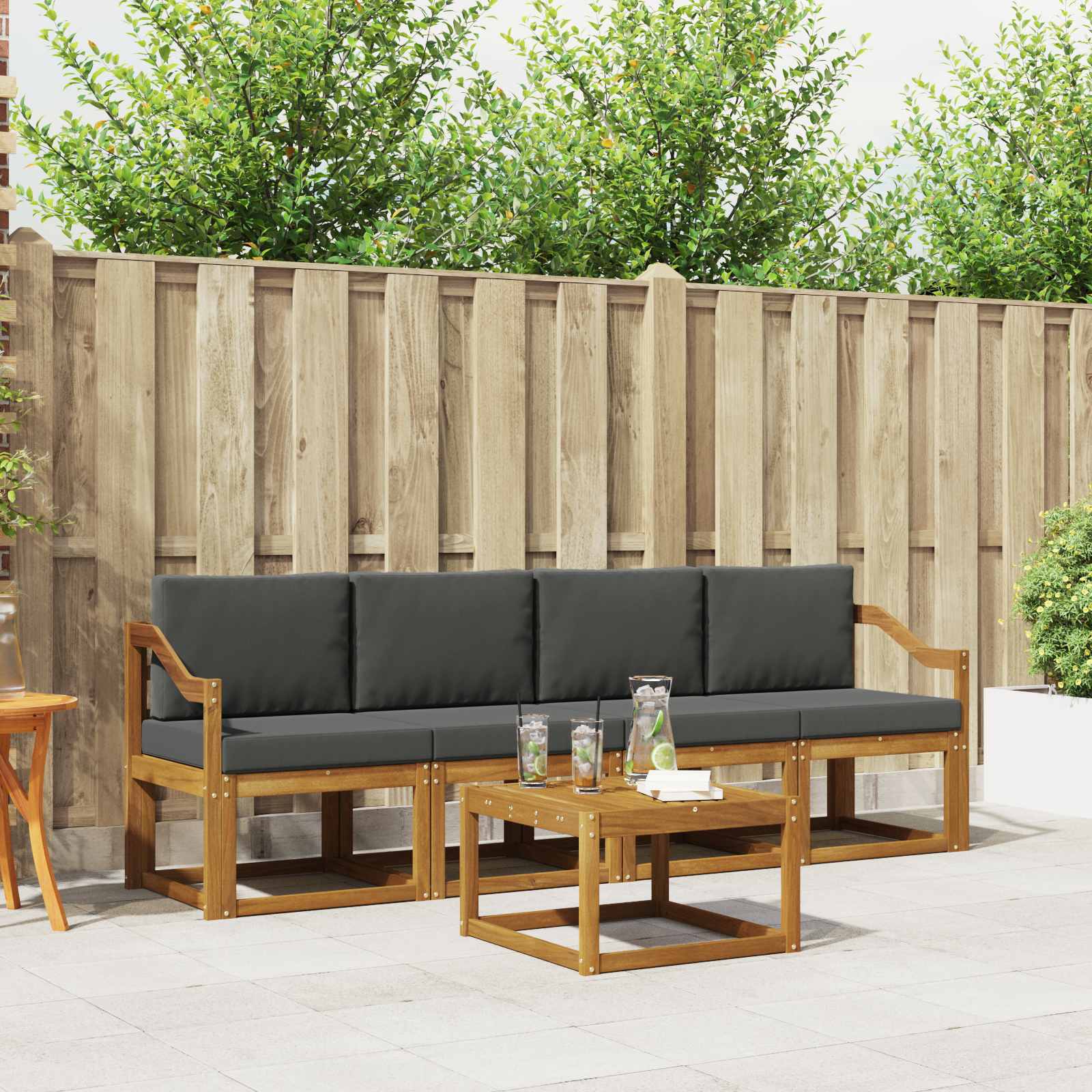 Set vanjskih sofa s jastukom 5 pcs Prirodna i antracit