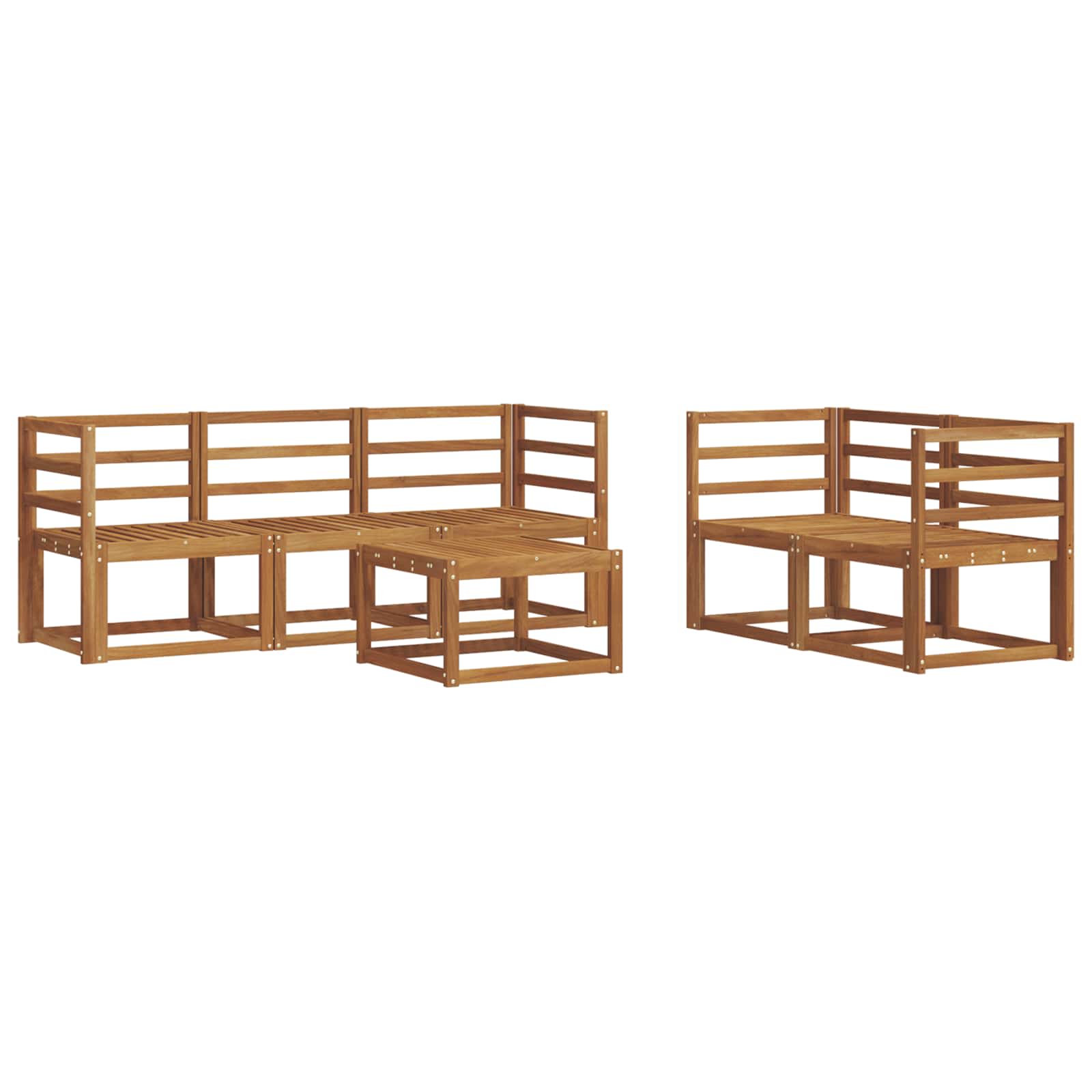Set vanjskih sofa 6 pcs Prirodna Čvrsto drvo akacije