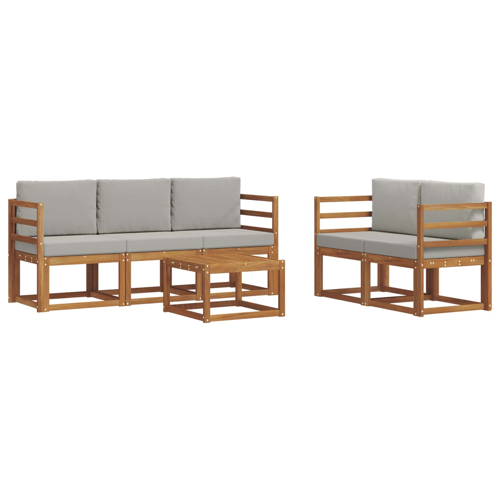 Set vanjskih sofa s jastukom 6 pcs Prirodna i svijetlo siva