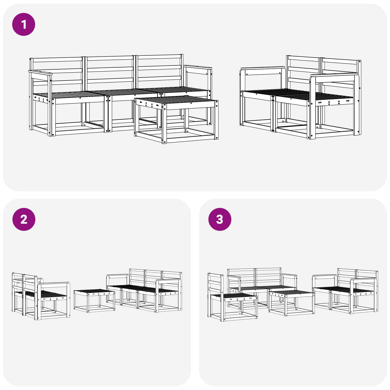Set vanjskih sofa 6 pcs Prirodna