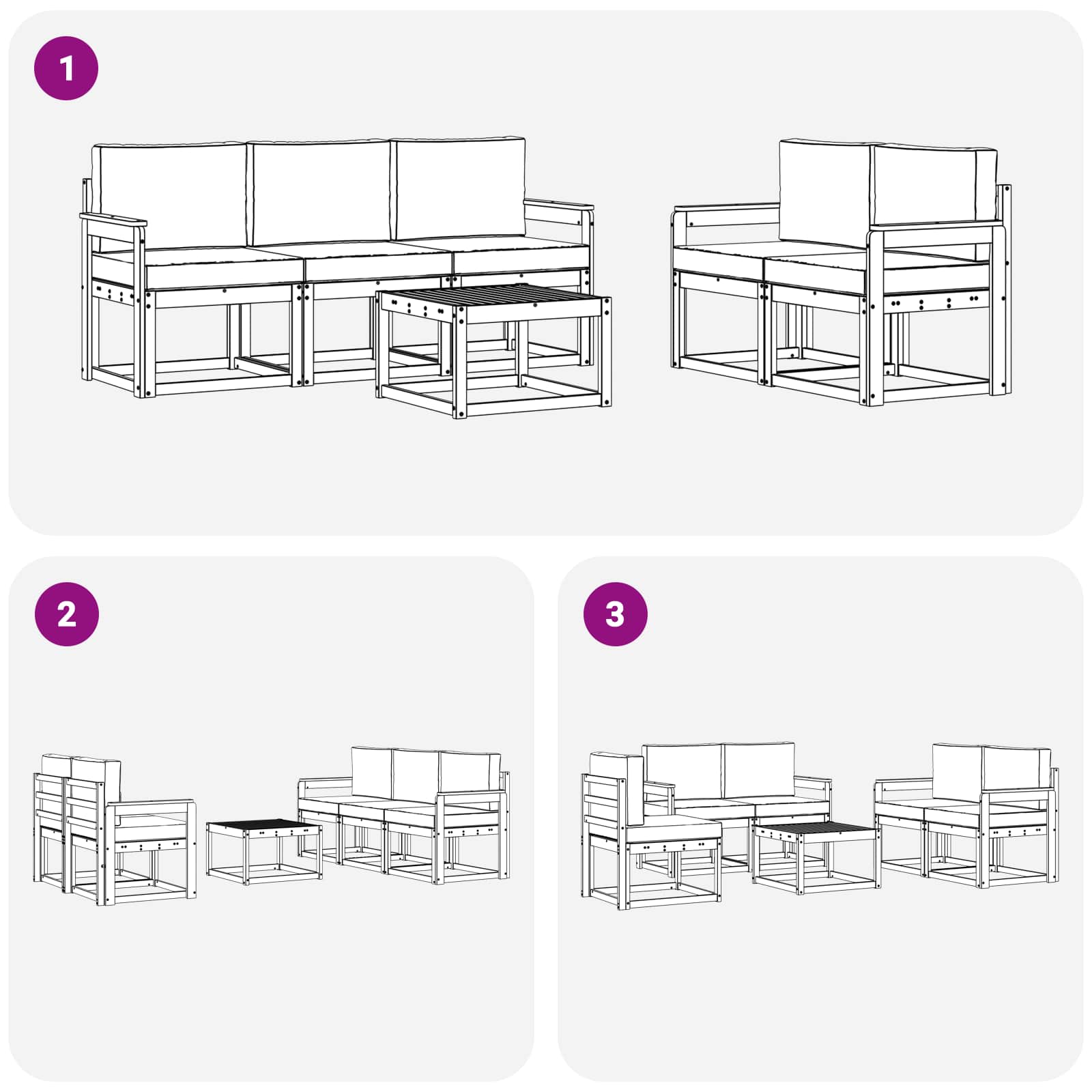Set vanjskih sofa s jastukom 6 pcs Prirodna i krem