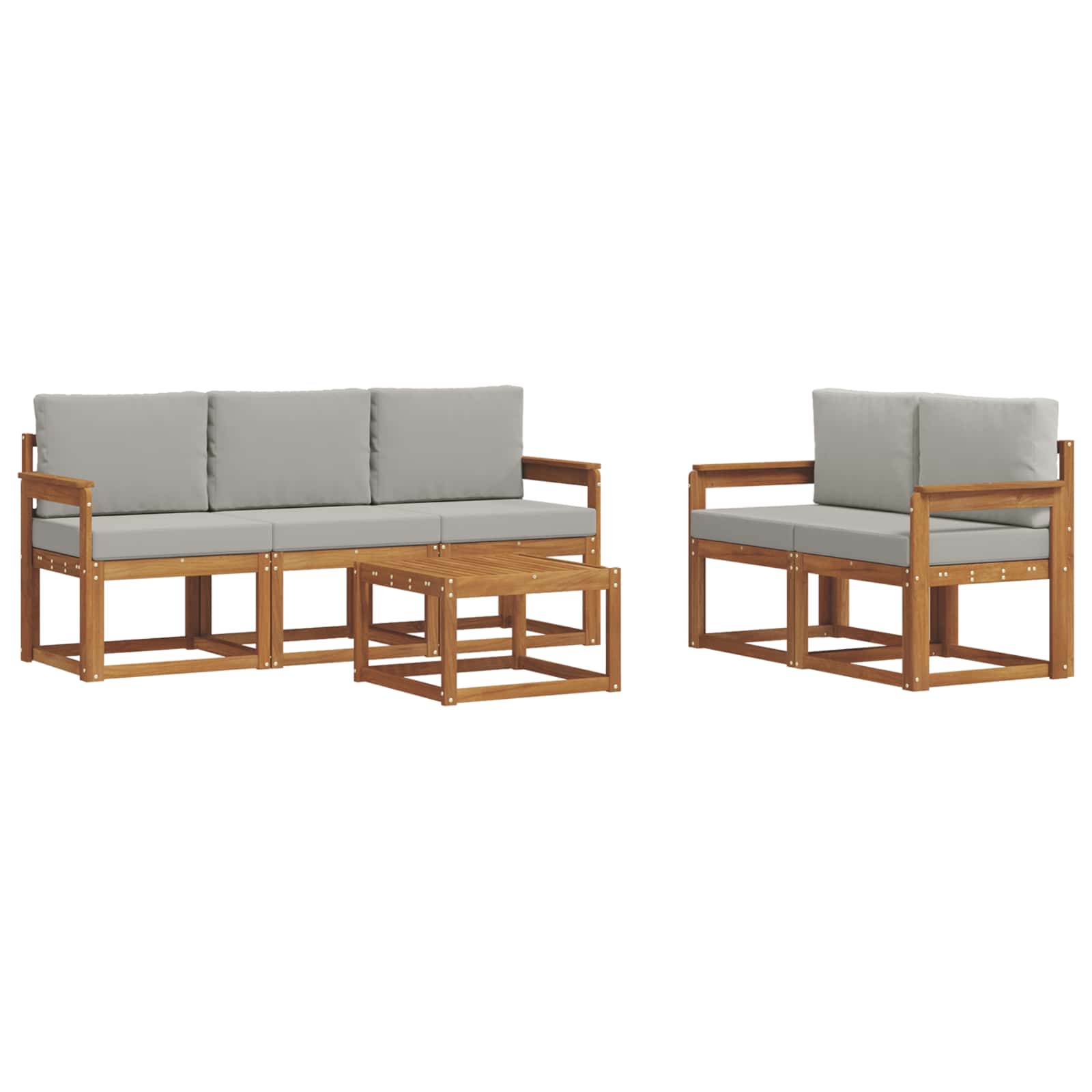 Set vanjskih sofa s jastukom 6 pcs Prirodna i svijetlo siva