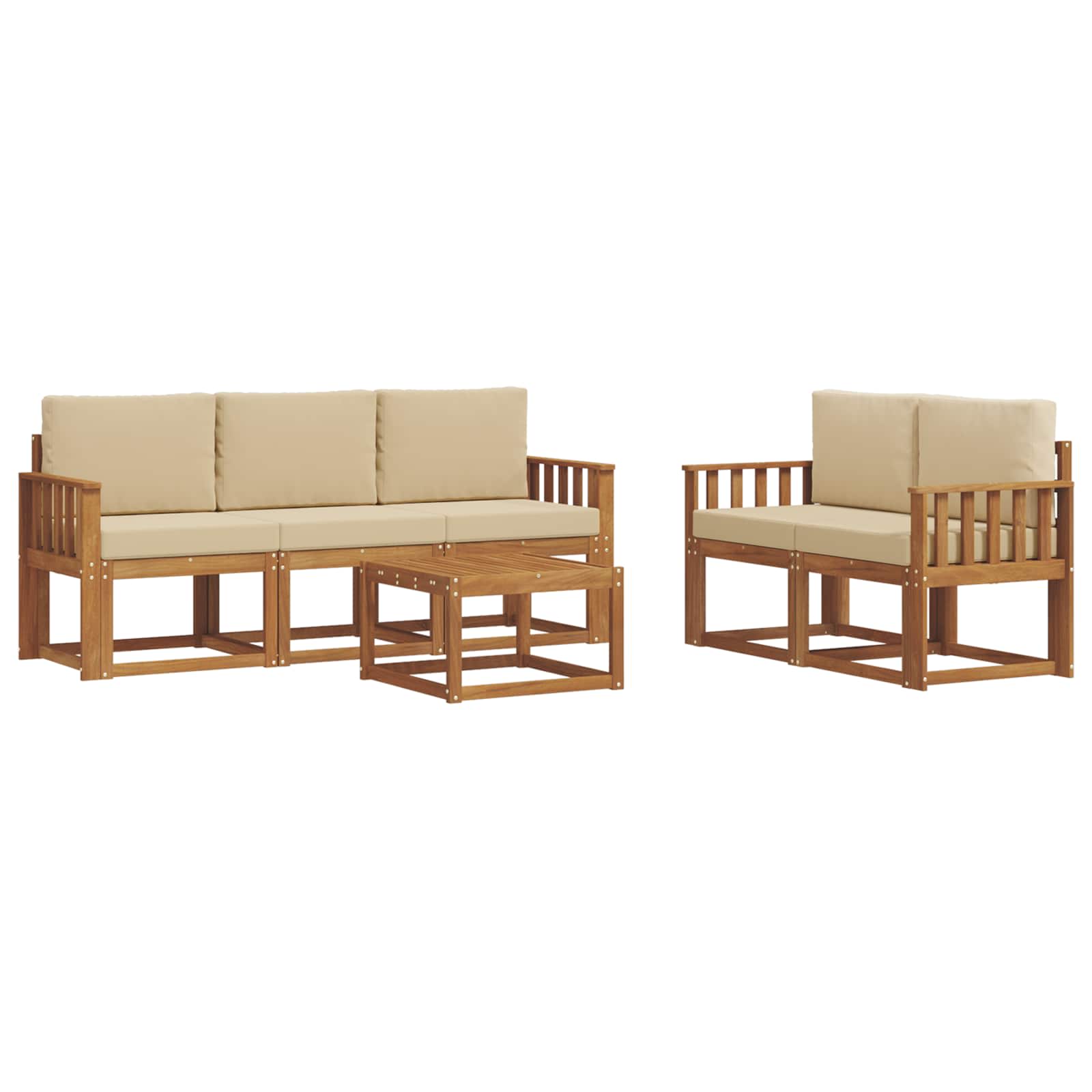 Set vanjskih sofa s jastukom 6 pcs Prirodna i bež