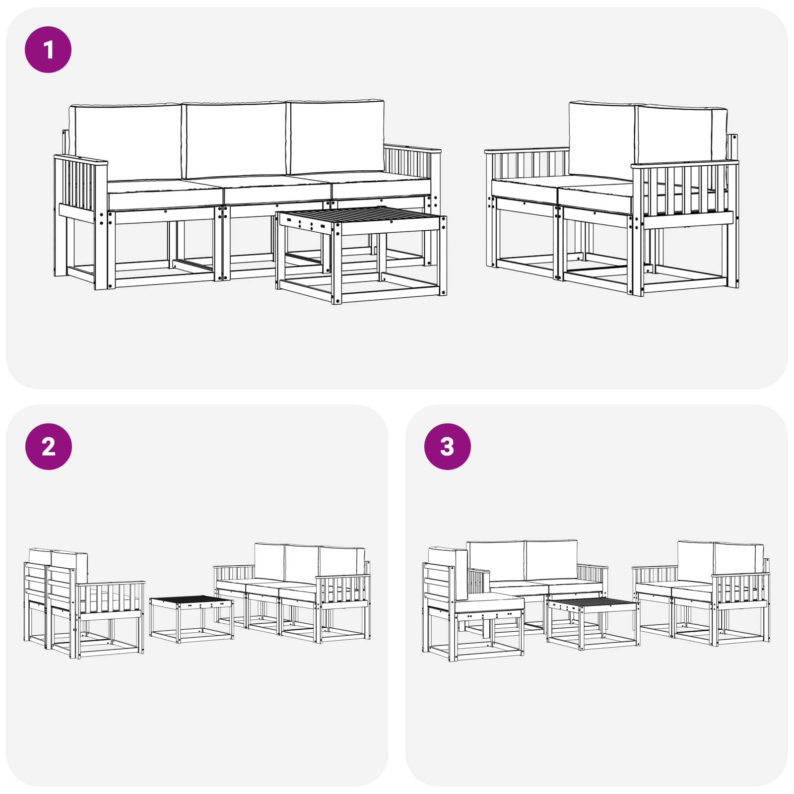 Set vanjskih sofa s jastukom 6 pcs Prirodna i bež