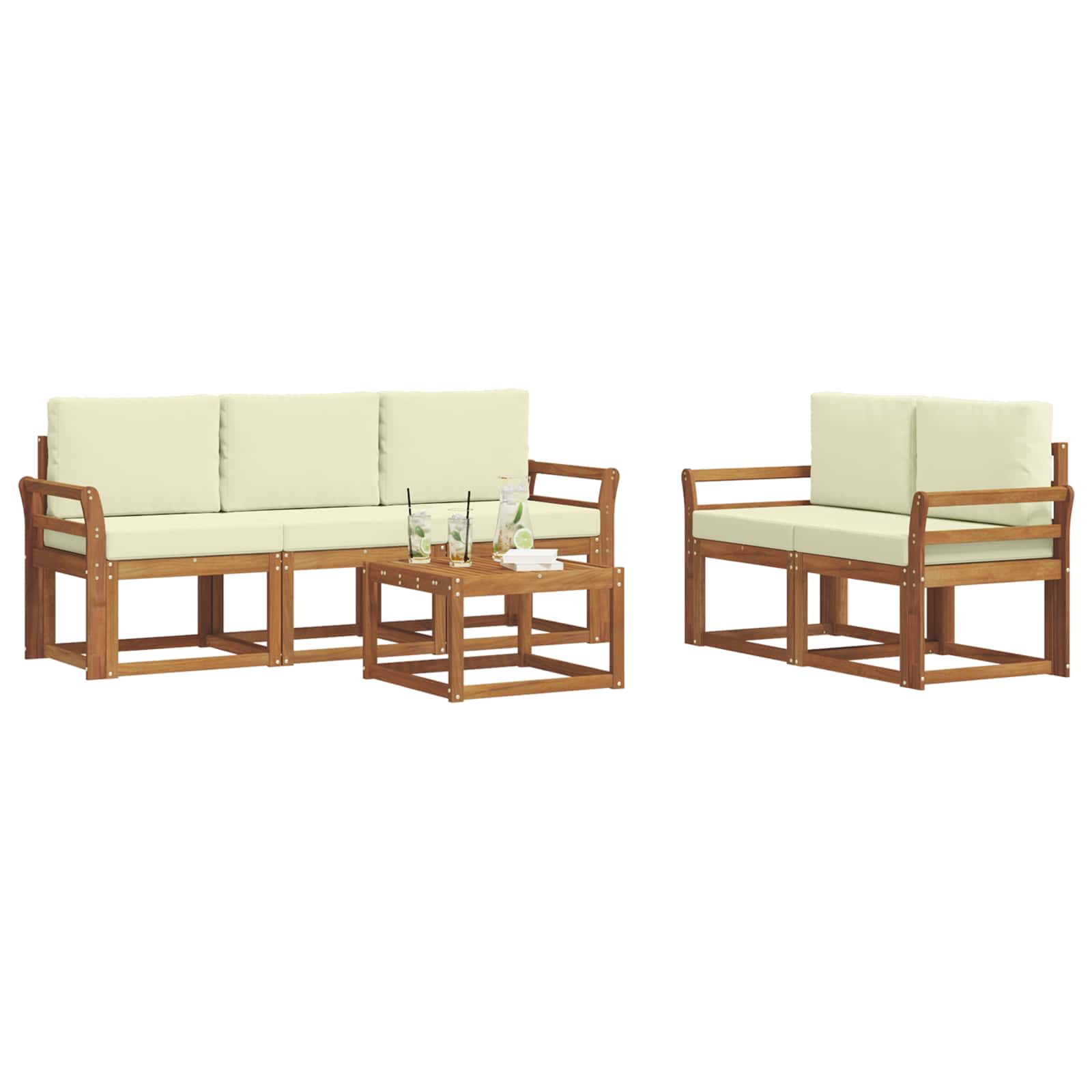 Set vanjskih sofa s jastukom 6 pcs Prirodna i krem