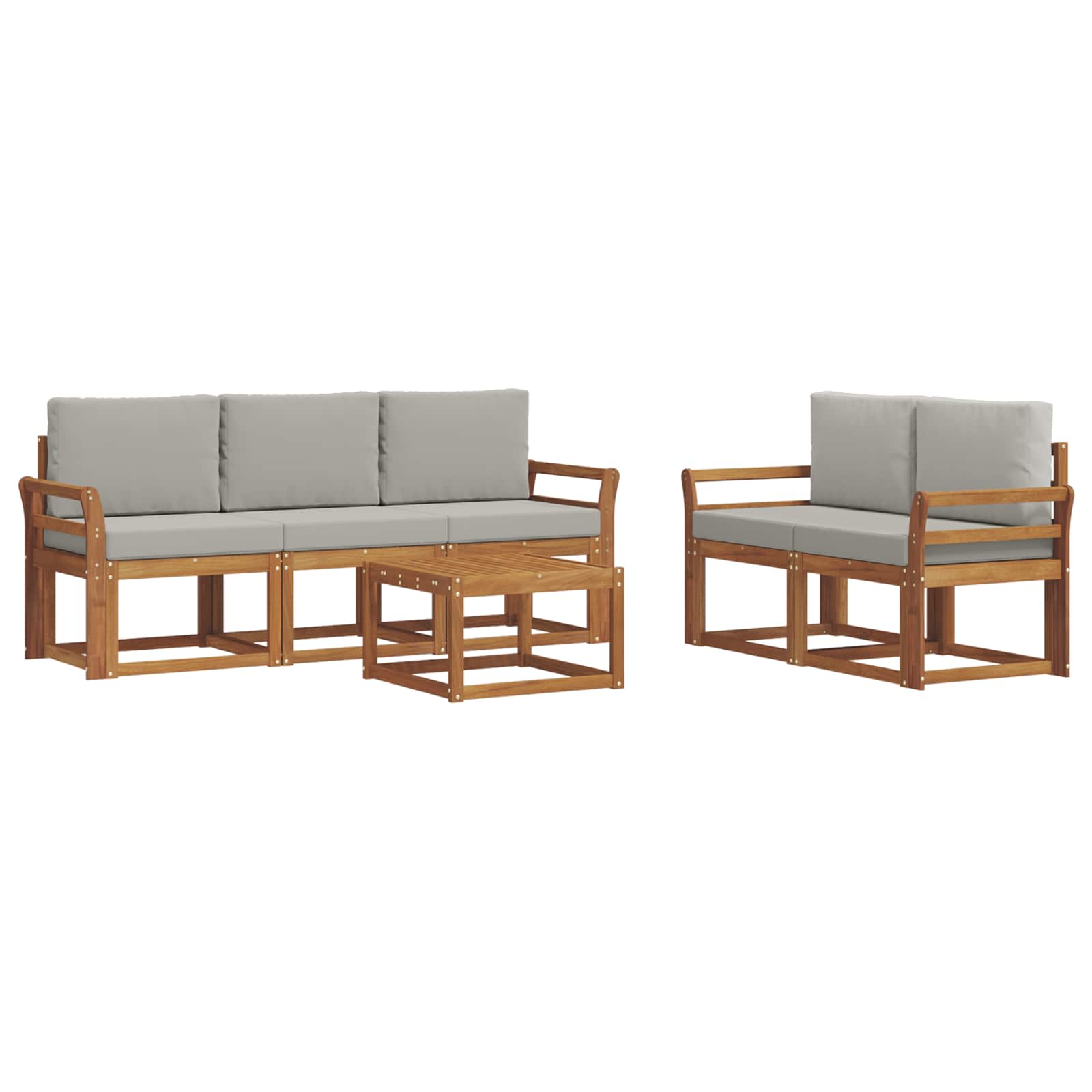 Set vanjskih sofa s jastukom 6 pcs Prirodna i svijetlo siva