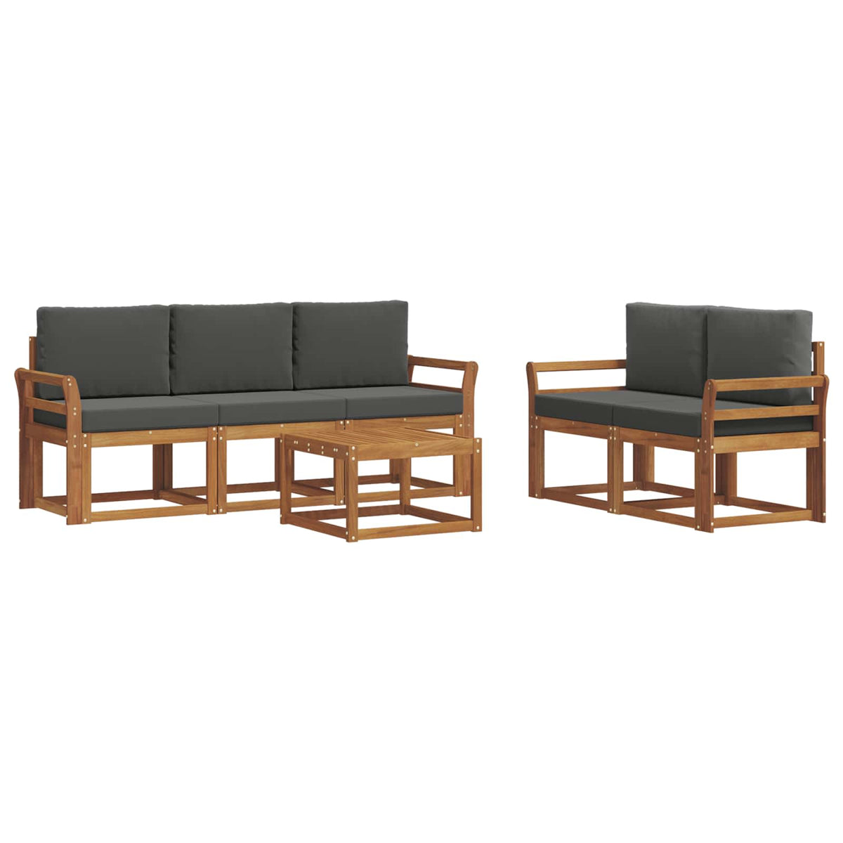 Set vanjskih sofa 6 kom. Prirodna i antracit