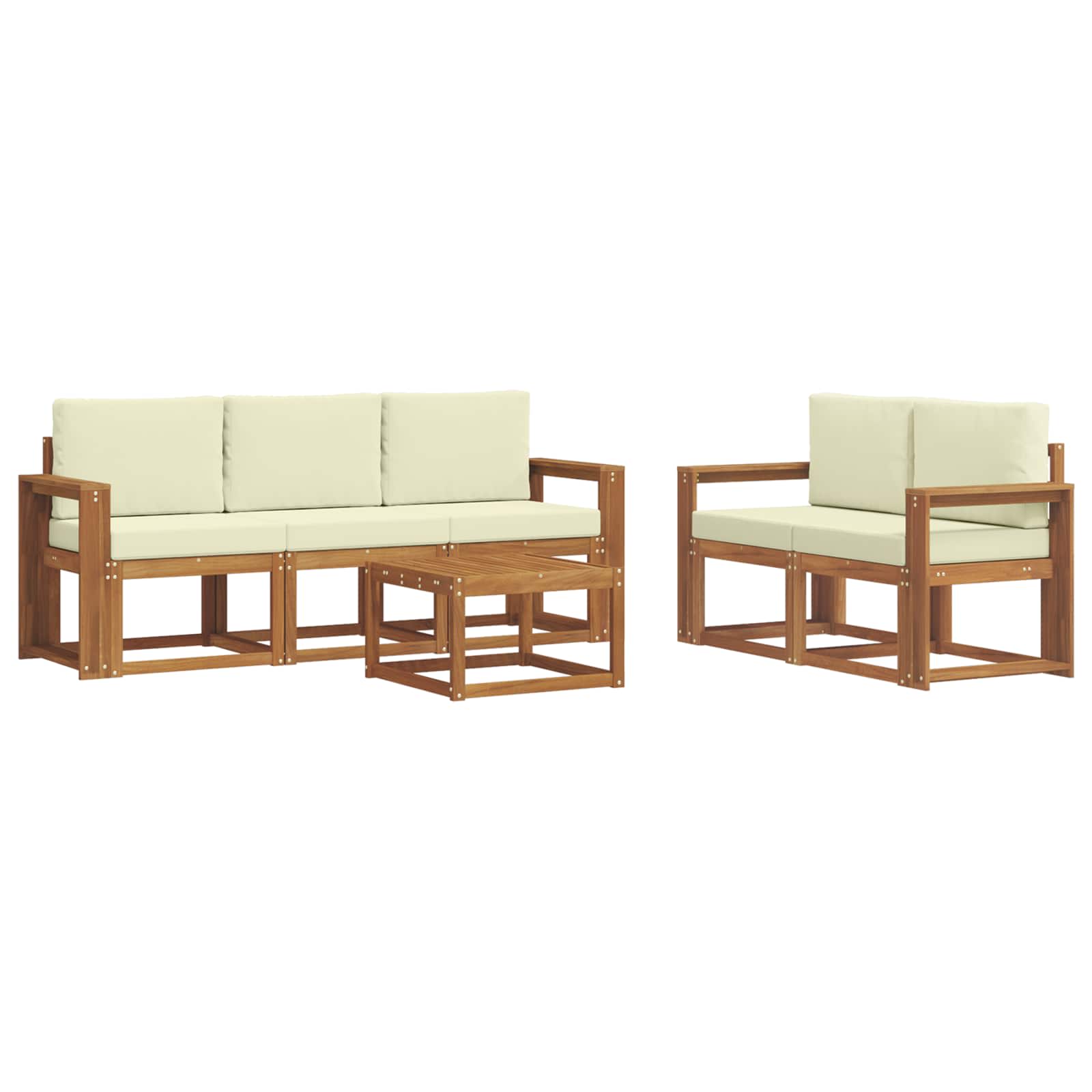 Set vanjskih sofa s jastukom 6 pcs Prirodna i krem