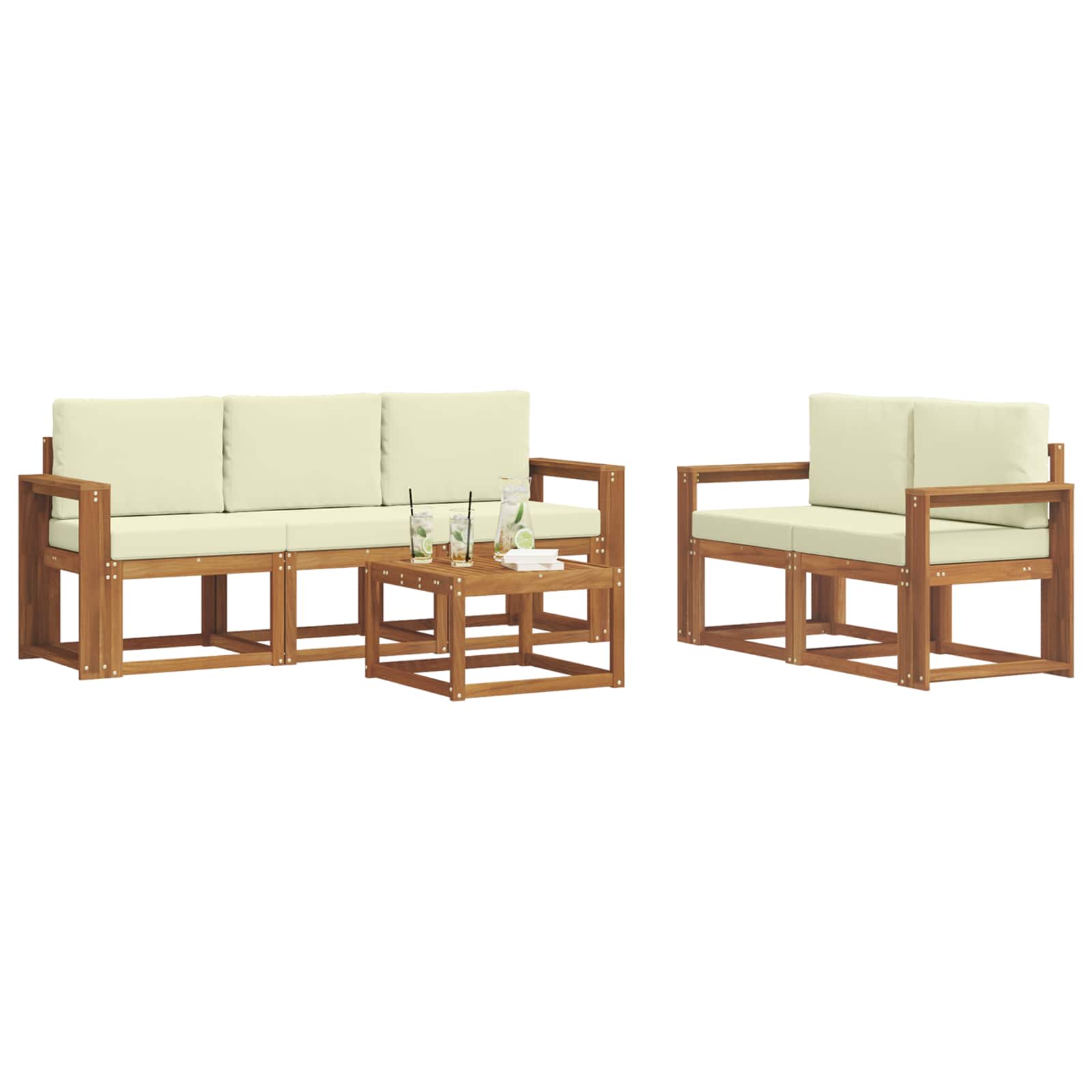 Set vanjskih sofa s jastukom 6 pcs Prirodna i krem
