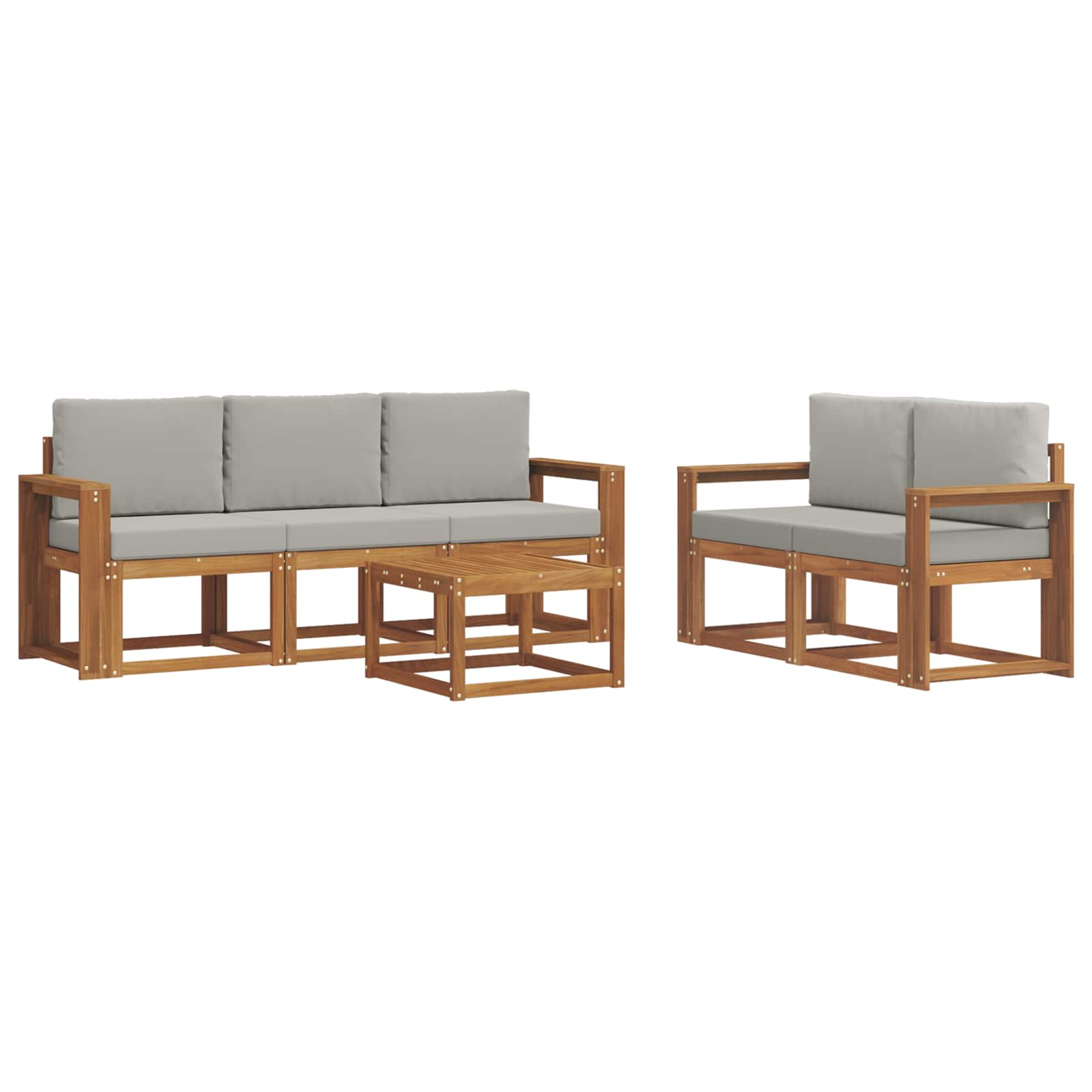 Set vanjskih sofa s jastukom 6 pcs Prirodna i svijetlo siva
