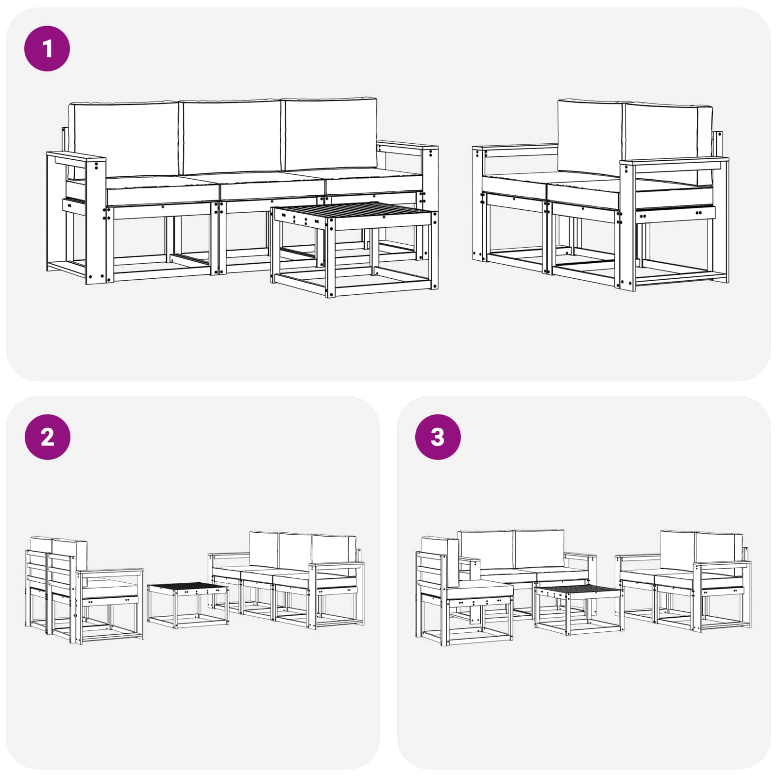 Set vanjskih sofa s jastukom 6 pcs Prirodna i antracit