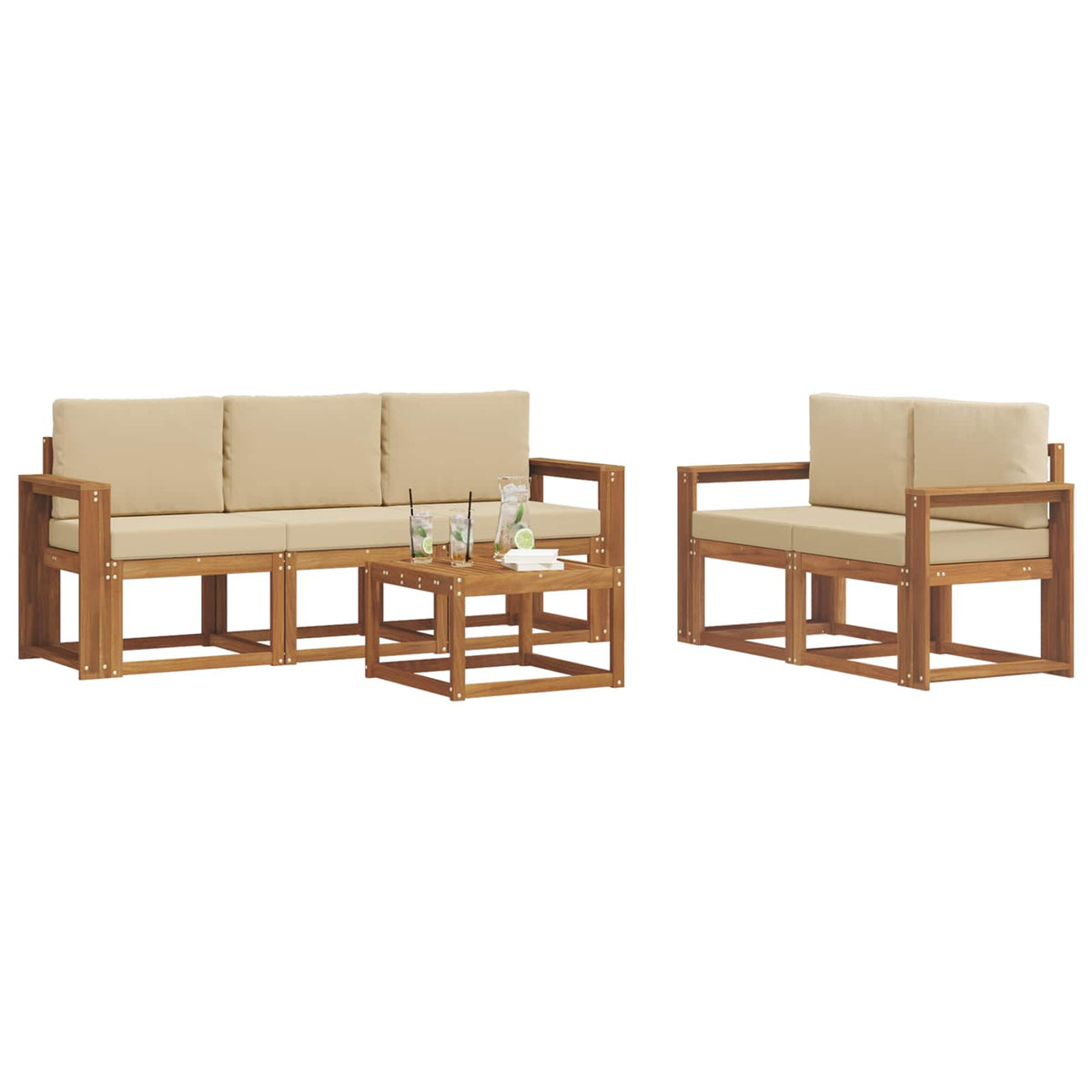 Set vanjskih sofa 6 kom. Prirodna i bež