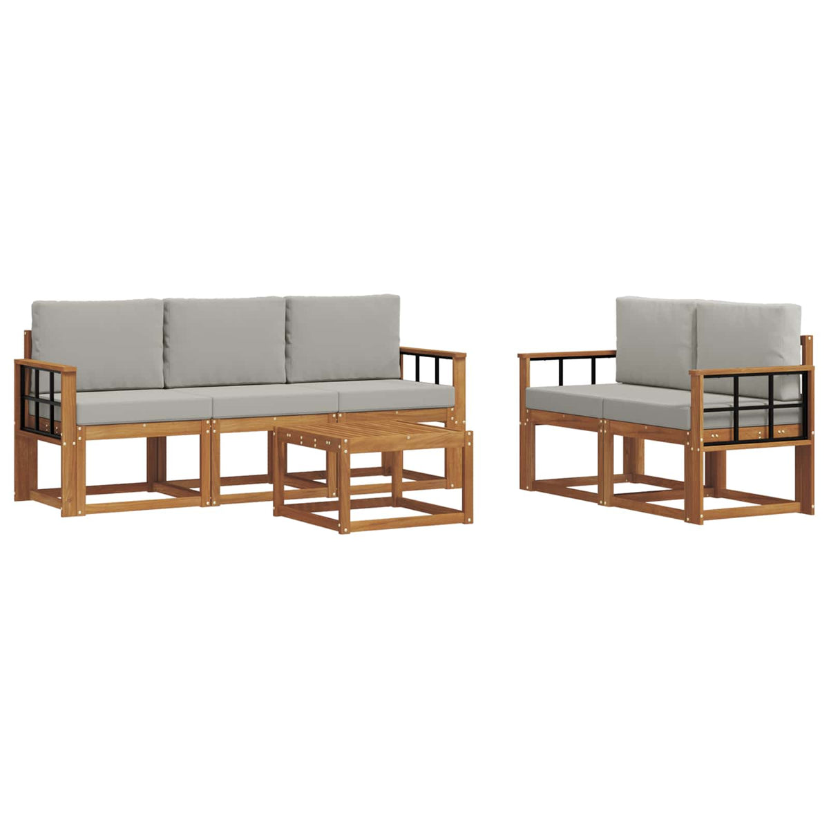 Set vanjskih sofa 6 kom. Prirodna i svijetlo siva