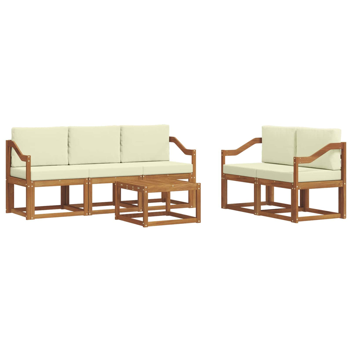 Set vanjskih sofa 6 kom. Prirodna i krem